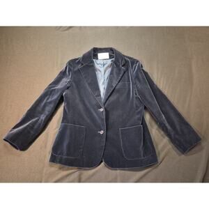 Vintage Womens Blue Suede Blazer Jacket Size Medium